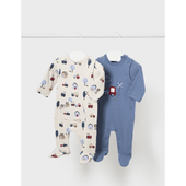 Mayoral Baby Boy Ivory and Blue 2 Set Velour Babygrows